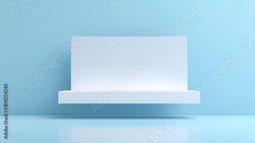 Wallpaper Mural Modern Minimalist Display Shelf against a Soft Blue Background for Showcasing Products in a Clean and Stylish Interior Environment Torontodigital.ca