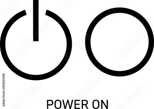 Power on switch icon and circle with text design element on white Vector