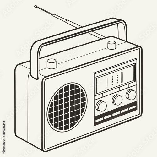 Classic Portable Radio with Speaker and Tuning Dial vintage radio retro radio