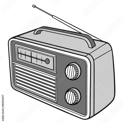 Vintage Portable Radio with Antenna and Knobs vintage radio retro radio