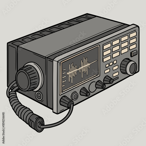 Vintage Ham Radio With Oscilloscope And Microphone transceiver amateur radio