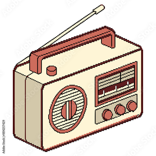 Pixelated Vintage Radio With Speaker And Knobs pixel art retro radio