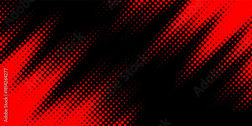 Halftone dots red and blue color pattern gradient grunge texture background.
