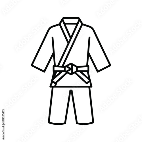 Illustration of a karate gi uniform with a belt isolated on