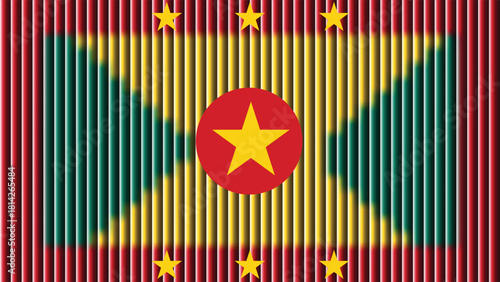 The national flag of grenada features stars and vertical stripes