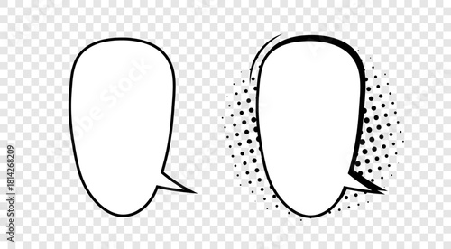 Empty comic speech bubbles of elongated shape on a transparent background. A speech balloon or cartoon design elements. Vector illustration.