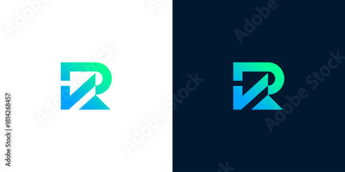Modern Gradient IR Logo Abstract Design with Overlapping Shapes for Technology or Finance Branding
