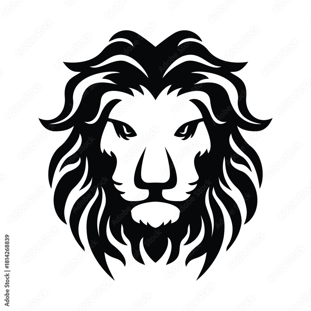 Fototapeta premium lion head silhouette design. wild predator animal in jungle.