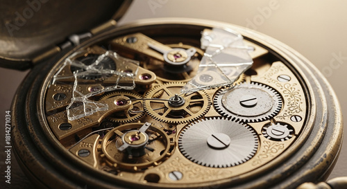 Wallpaper Mural Broken antique watch with clock mechanism. Torontodigital.ca