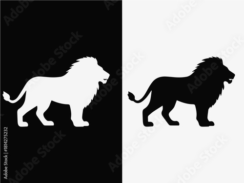 Dual Lion Silhouette Contrast Composition