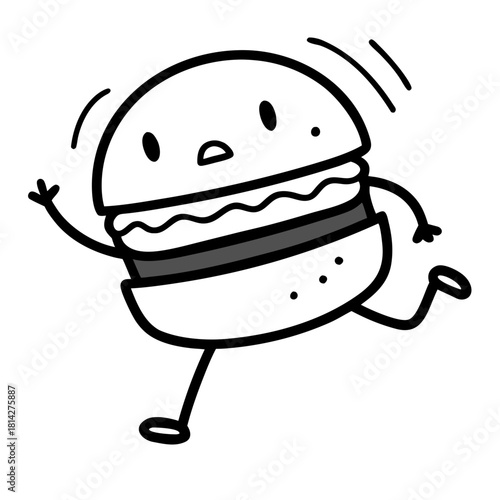 sketchy doodle burger running away dramatically .svg