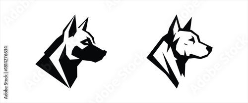 Dog Head Profile Vector Logos in Black and White for Design and Branding