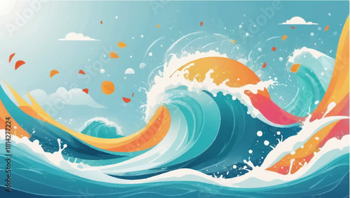 Abstract blue sea wave pattern background illustration for summer beach design