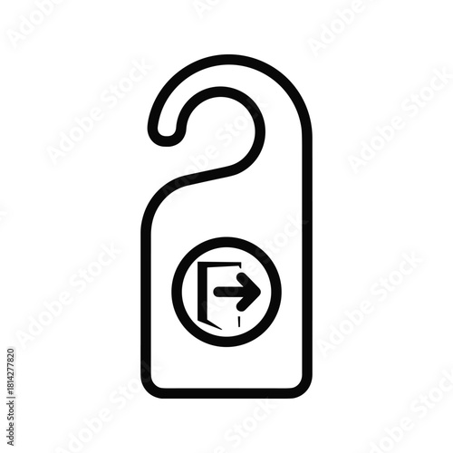 Do not disturb door hanger icon with an arrow indicating exit or privacy for hotel guests