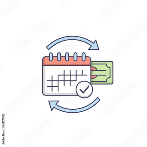 Financial Planning Calendar and Money Icon - Managing Time and Finances for Success