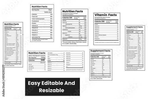 Nutrition facts Template, Nutrition facts design, Supplement facts, Vitamin facts,