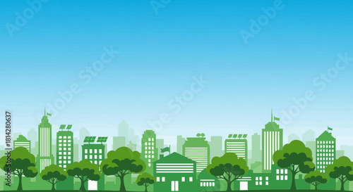 Ecological and environmental sustainable green city with nature and urbanism
