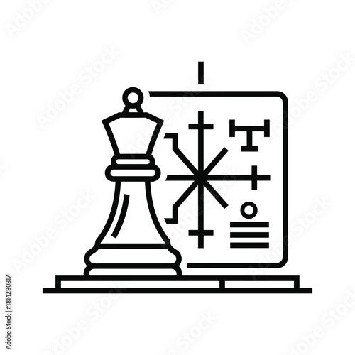 Strategic planning line icon business strategy, management, marketing, analysis, vision concept isolated on