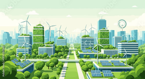 Sustainable Cityscape with Green Energy: A Vision of an Eco-Friendly Future