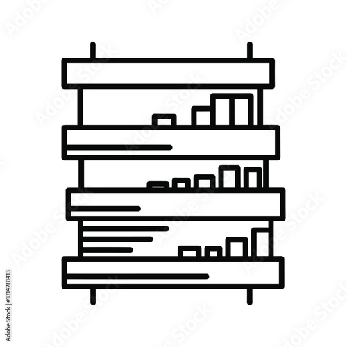 Shelving unit isolated on, a storage solution for organizing items and displaying goods