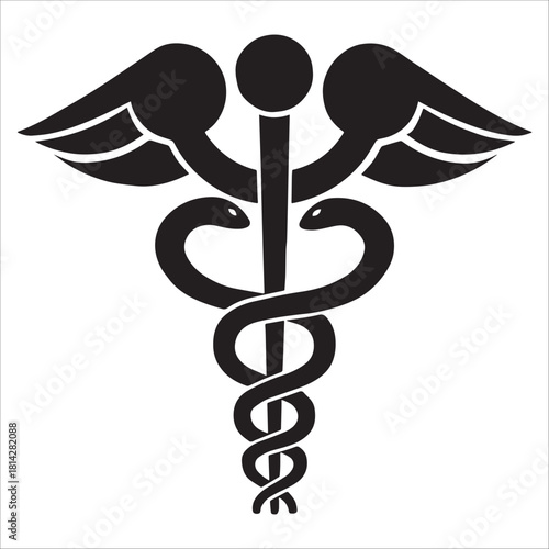 Caduceus Symbol With Serpents And Wings