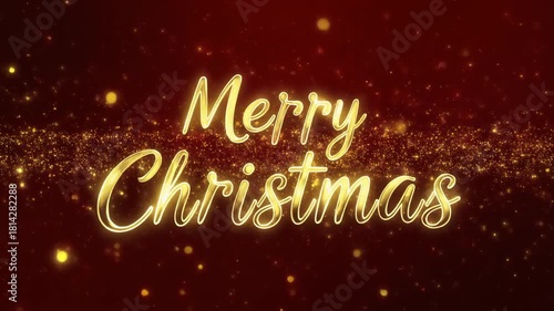 Sparkling Golden Merry Christmas Text Animation