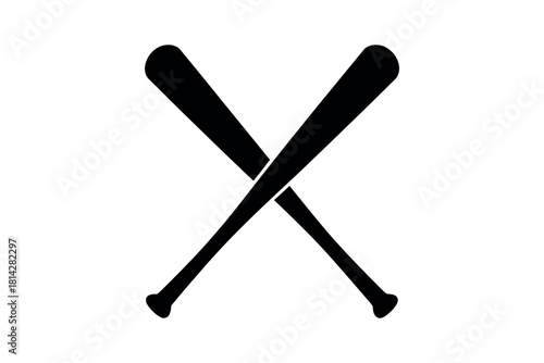 Crossed baseball bats symbolizing classic sports competition, athletic teamwork, training spirit, and baseball game equipment in bold vector design