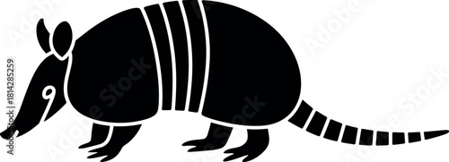 Black armadillo silhouette walking animal
