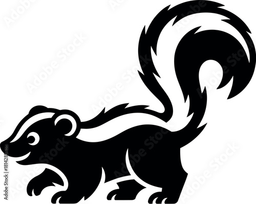 Black skunk silhouette white animal