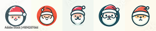 Mini Santa Logo Circle Icon Shape. Vektor, design, minimalist, illustrations, set icon