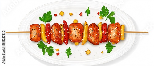 Fototapeta Naklejka Na Ścianę i Meble -  Succulent Grilled Chicken Skewers with Fillet