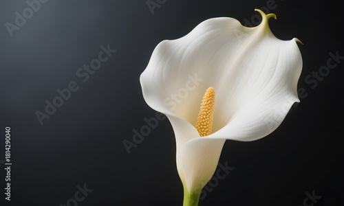 Minimalist White Calla Lily on Black