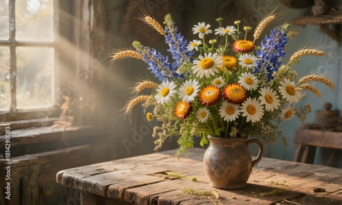 Rustic Bouquet in Morning Window Light