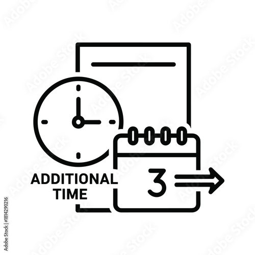 Additional time concept with clock and calendar isolated on for deadline extension