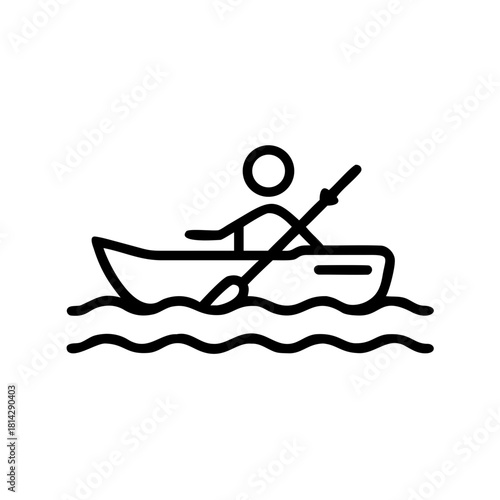 black kayak with person rowing on water clip art preview