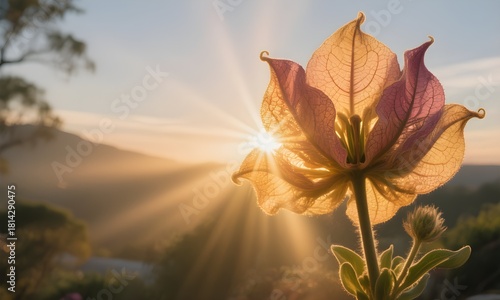 Backlit Protea at Golden Sunrise