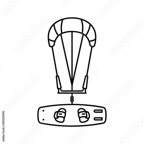 Illustration of a kiteboard and kite, isolated on for design