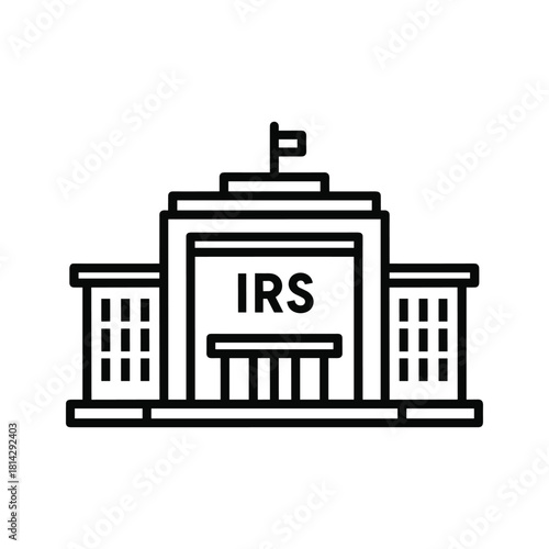 Irs building icon isolated on, representing government tax agency and financial compliance