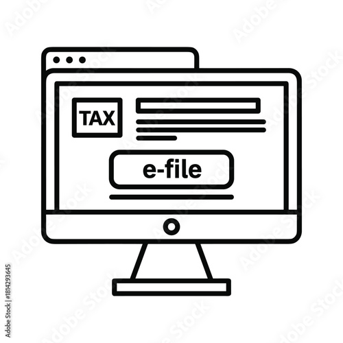Online tax filing on computer screen isolated on for easy tax preparation