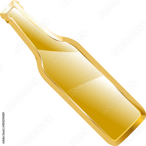 bottle beer gold icon. Isolated on transparent background.