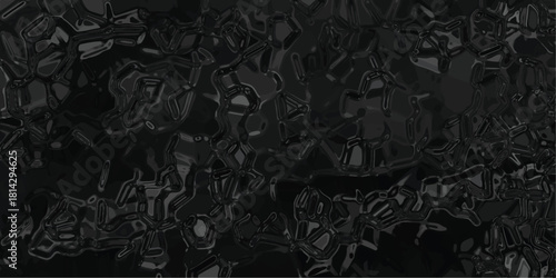 Abstract dark gray and black organic amorphous shapes with glossy reflective surfaces creating a textured background pattern for digital design and artistic concepts