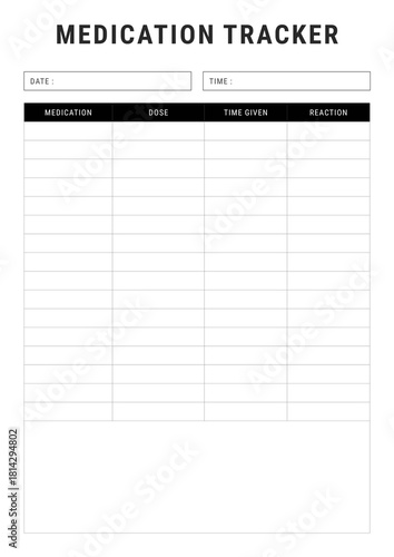 Medication Tracker – Dose & Reaction Log (A4 Printable)