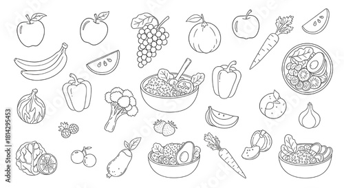 Wallpaper Mural set of hand drawn fruits Torontodigital.ca