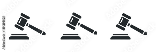 Gavel Icons Collection. Judge Gavels in Different Styles, Flat Icon Vector Isolated Illustration