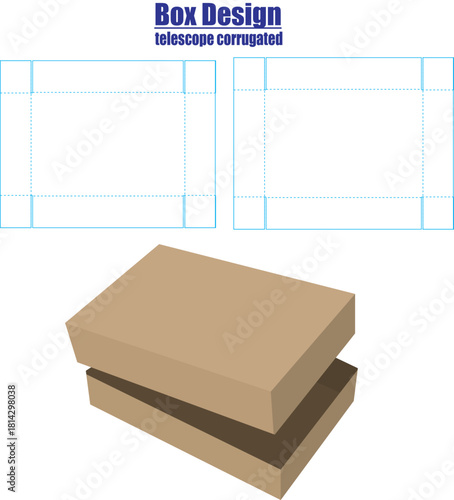 Corrugated Telescope Box Design with Die-Cut Templates