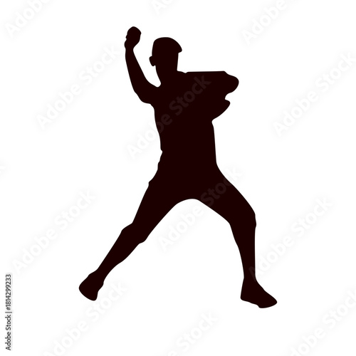 Dark silhouette of a football player throwing a pass on a white background