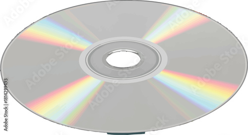 Silver compact disc reflecting light on a black background for data storage use