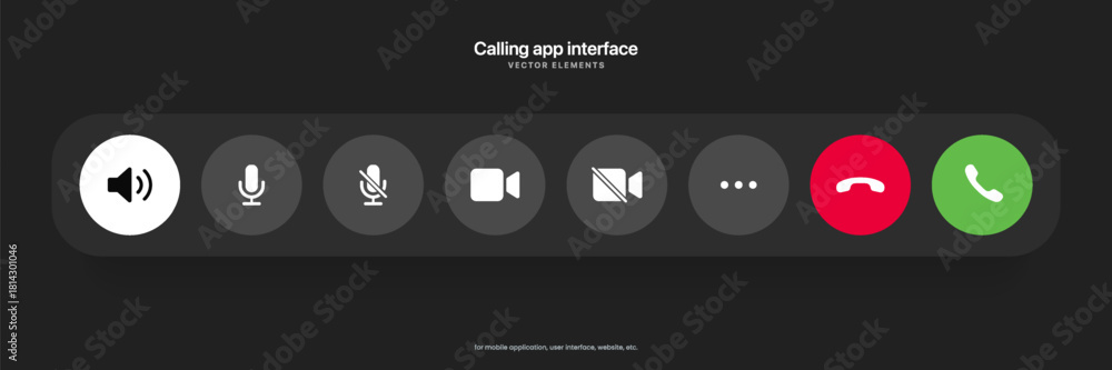Fototapeta premium Phone calling icon set. Streaming icon set. Video call buttons set. Collection of internet conversation buttons. A set of video communication elements. Stock vector EPS10.
