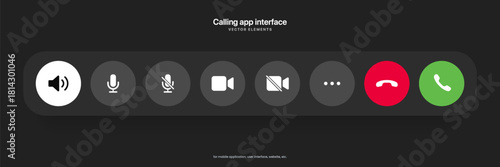 Phone calling icon set. Streaming icon set. Video call buttons set. Collection of internet conversation buttons. A set of video communication elements. Stock vector EPS10.