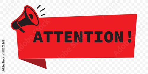 Megaphone with attention speech bubble. Loudspeaker. Banner for business, marketing and advertising. Vector illustration.